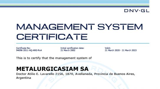 Certificado ISO 9001